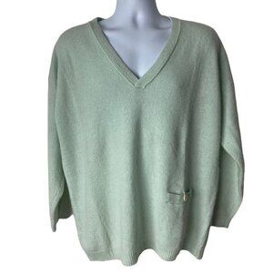 Vintage GAP V Neck Sweater Lambswool Angora Rabbit Mint Green